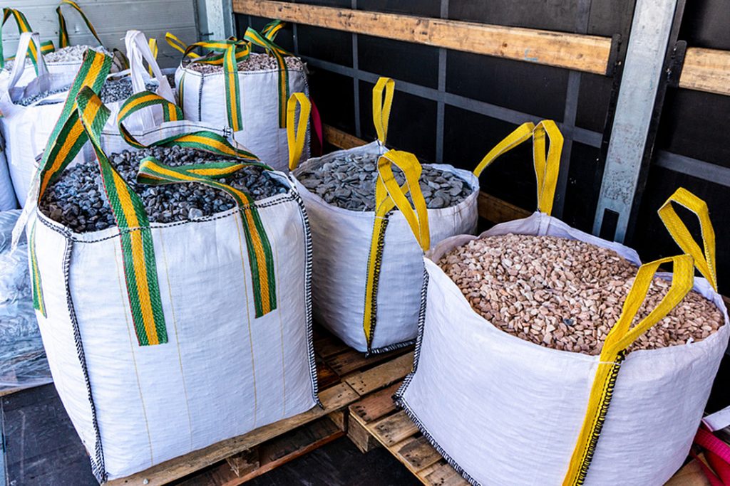 Bulk bags filled with gravel and stone