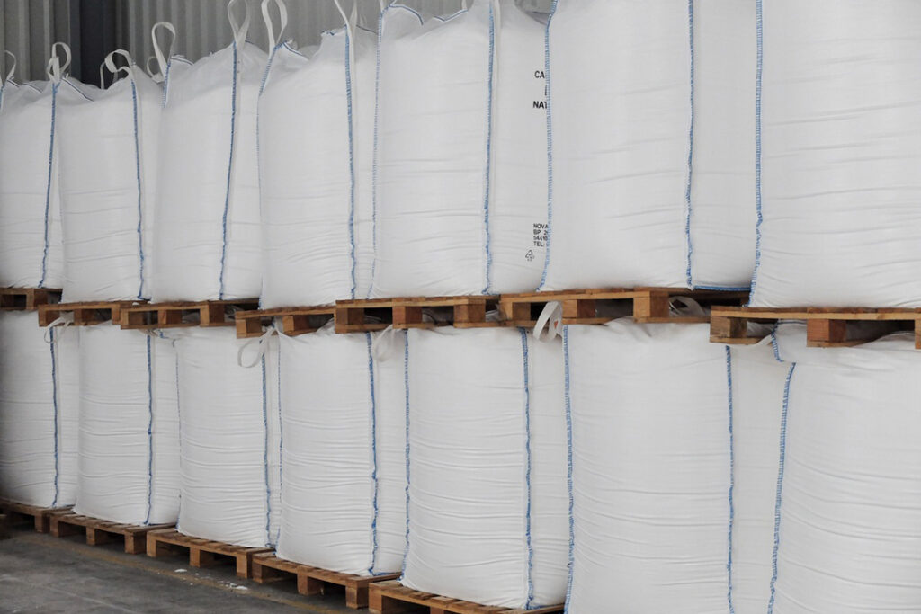 A double stack of bulk bags