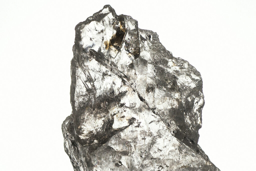 A close-up of a piece of platinum metal